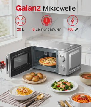 Galanz Magnetron 20L 700W - Compact Tafelmodel met Draaiknoppen en Timer