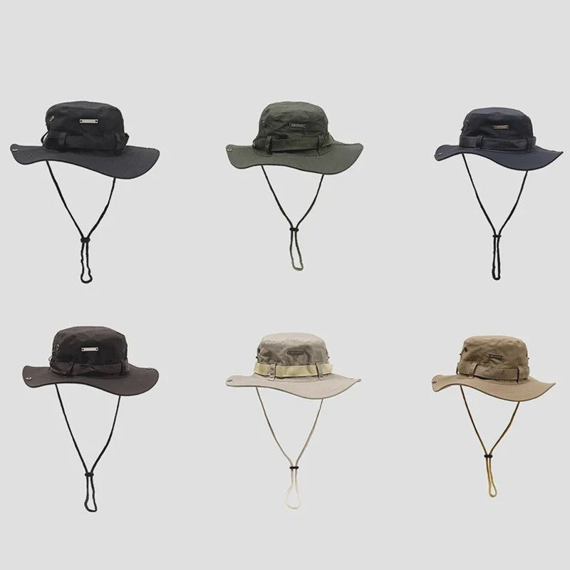Heren Bucket Hat met Brede Rand - UV Bescherming voor Vissen, Wandelen & Outdoor