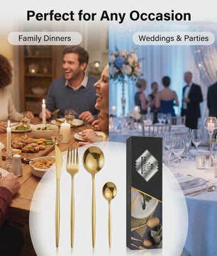 Gouden Bestekset 24 Delig - Luxe Stainless Steel Tafelbestek voor 6 Personen