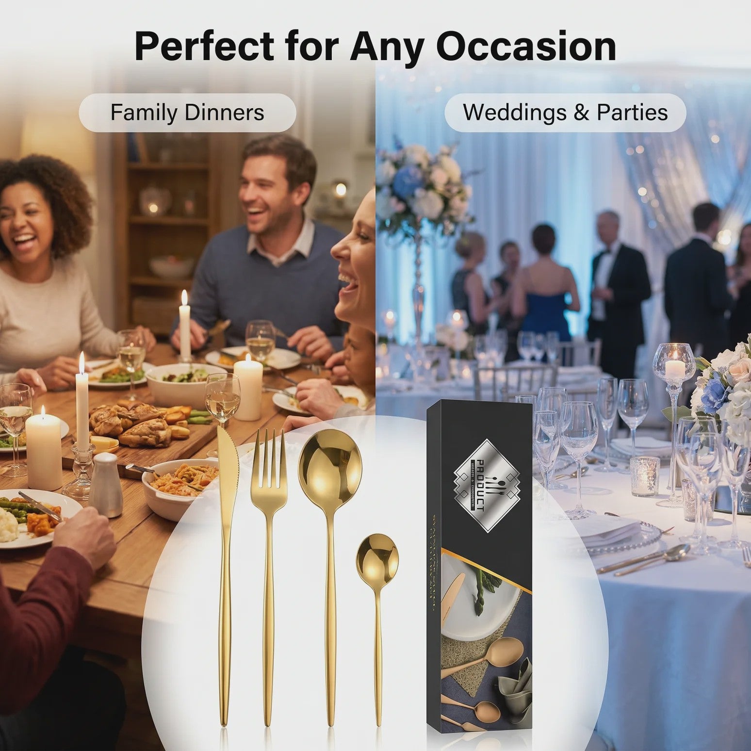 Gouden Bestekset 24 Delig - Luxe Stainless Steel Tafelbestek voor 6 Personen