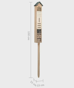 Houten Insectenhotel 150cm - Multifunctioneel & Rustiek Tuindecoratie voor Nuttige Insecten