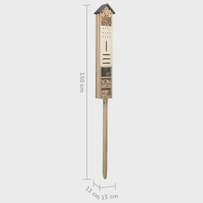 Houten Insectenhotel 150cm - Multifunctioneel & Rustiek Tuindecoratie voor Nuttige Insecten
