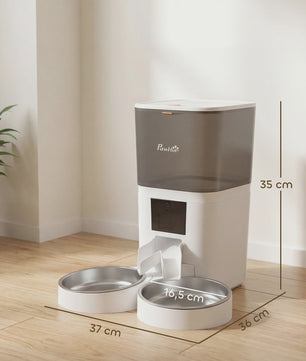 Pawhut Automatische Voerbak 6L met Wifi & App Bediening - Programmeerbaar, 2 Bakken, Spraakopname