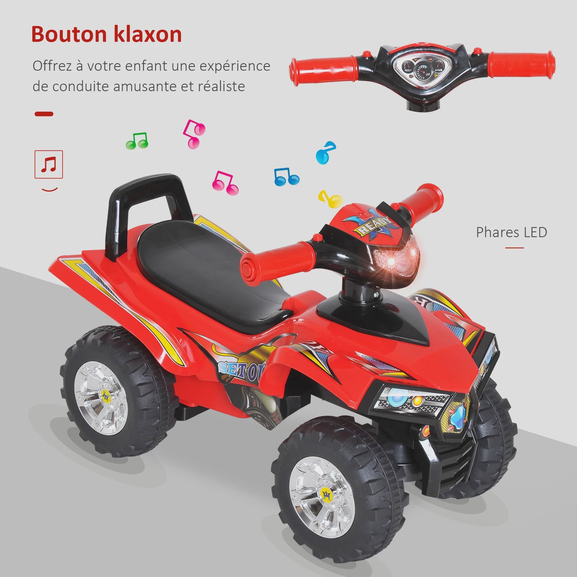 Kinder Loopquad met Licht & Geluid - Rood/Zwart (12-36 mnd)