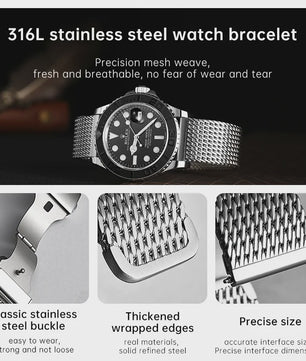 MAIKES Milanese Horlogeband RVS 316L - 20mm, 21mm, 22mm - Geschikt voor Rolex, Omega, IWC, Breitling