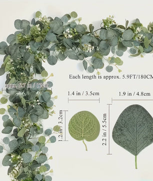 Kunst Eucalyptus Slier met Witte Bloesems - 180cm Decoratieve Slir voor Binnen & Buiten