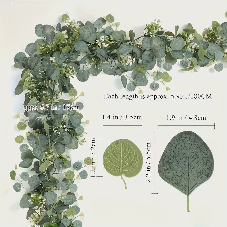 Kunst Eucalyptus Slier met Witte Bloesems - 180cm Decoratieve Slir voor Binnen & Buiten
