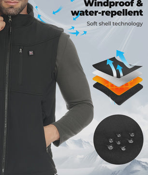 KEMIMOTO Elektrisch Verwarmd Vest Unisex - 6 Zones, 10000mAh Accu, App Bediening