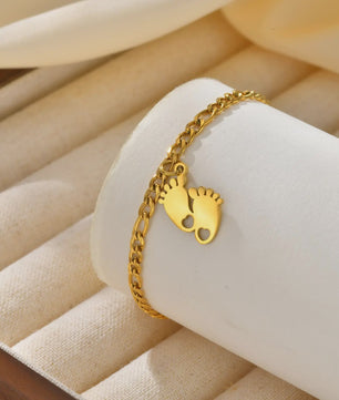 Schattige Baby Anklet met Voetjes Bedel - Anti-allergisch Roestvrij Staal
