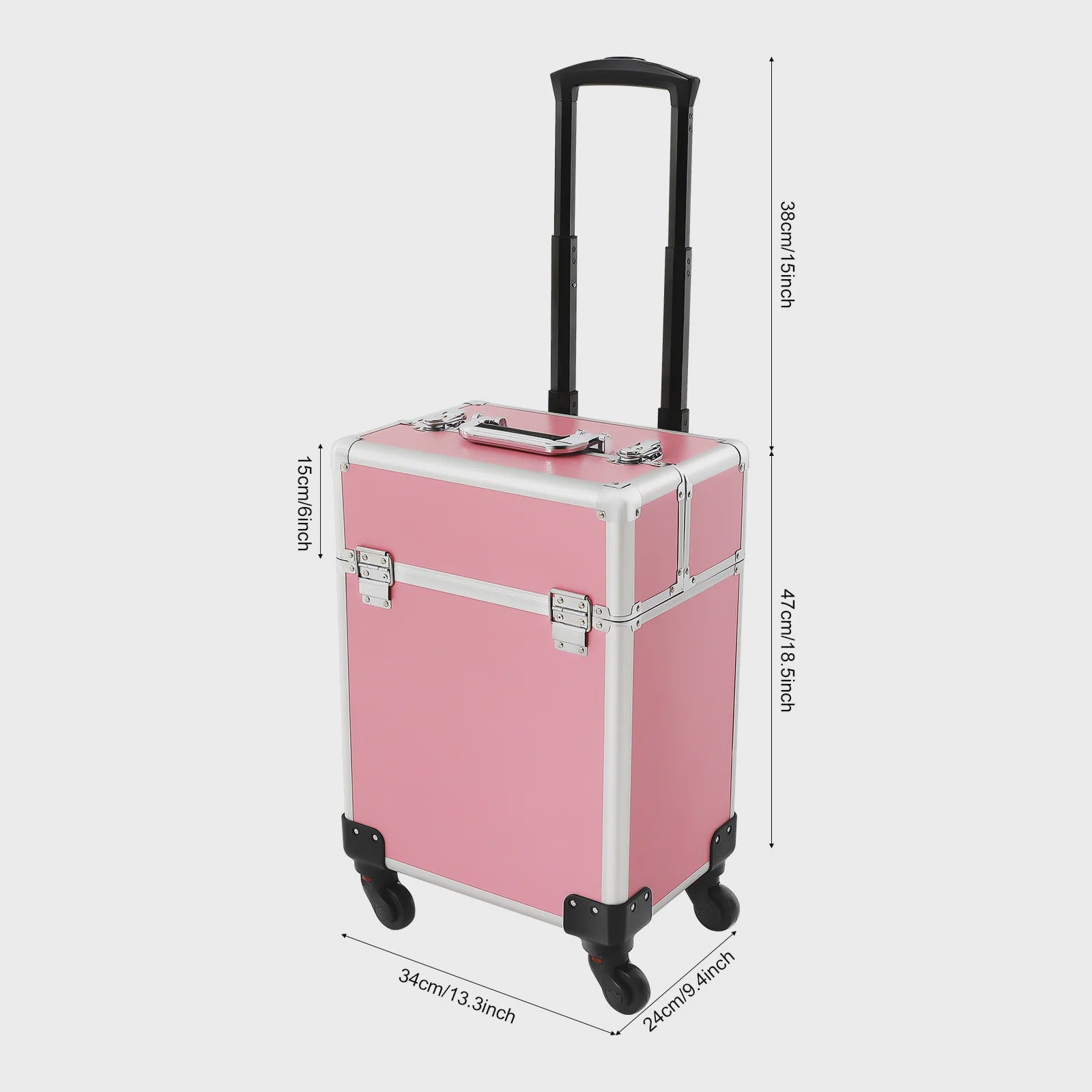 Professionele Make-up Trolley Koffer - Aluminium Frame, Afneembare Wielen, Lockable