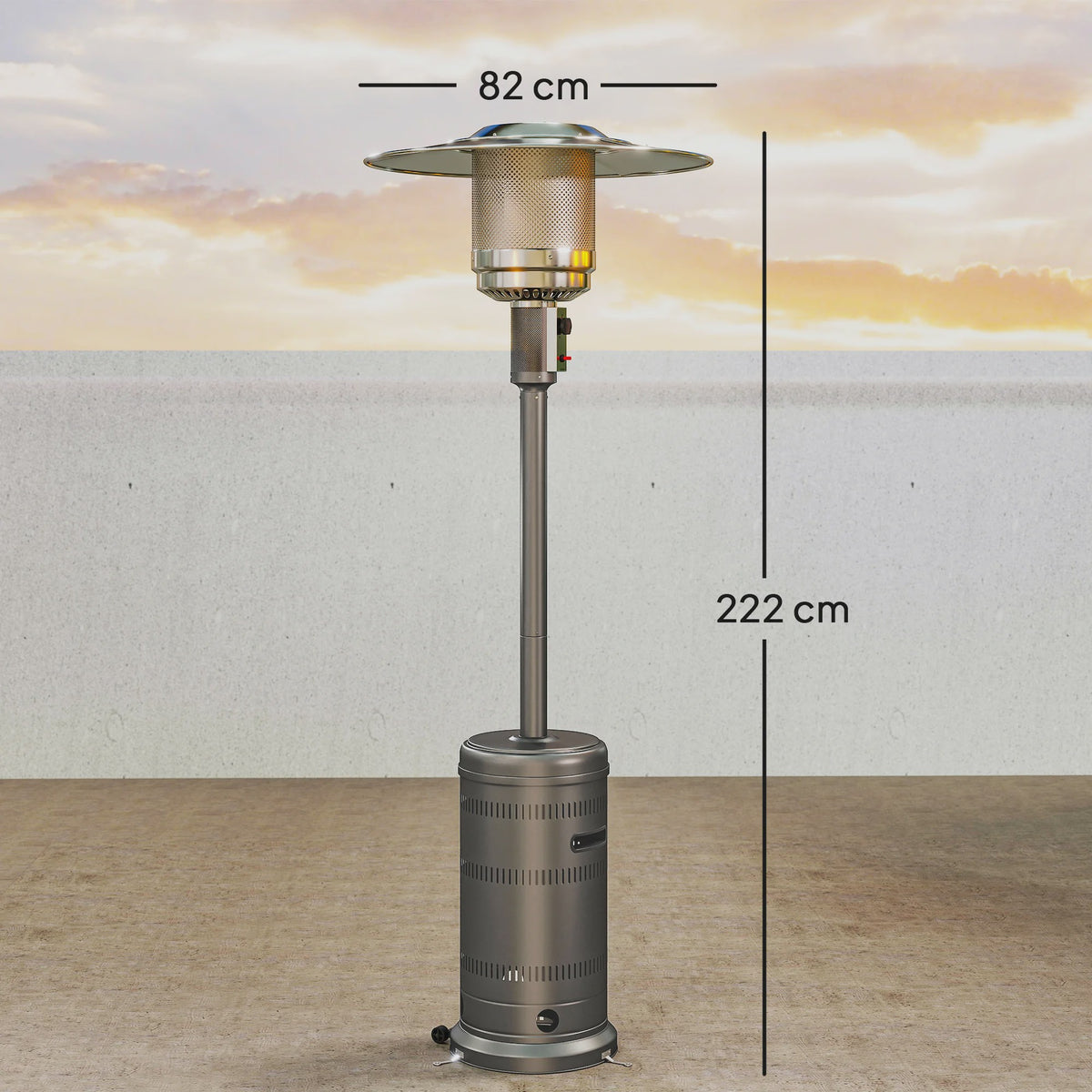 Outsunny Terrasverwarmer Gas 13000W - Draagbaar, Verstelbaar & Veilig