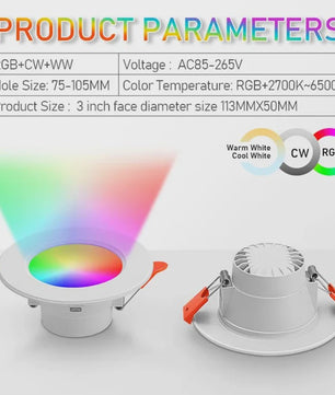Slimme LED Inbouwspot: Dimbaar & Kleurtemperatuur Instelbaar (3000K-6000K) voor Huis & Kantoor