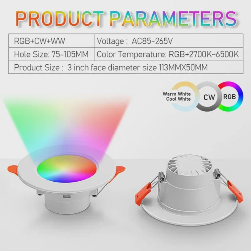 Slimme LED Inbouwspot: Dimbaar & Kleurtemperatuur Instelbaar (3000K-6000K) voor Huis & Kantoor