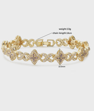 Luxe Gouden Armband met Klaver Hanger en Sprankelende Zirkonia - Dames Sieraden