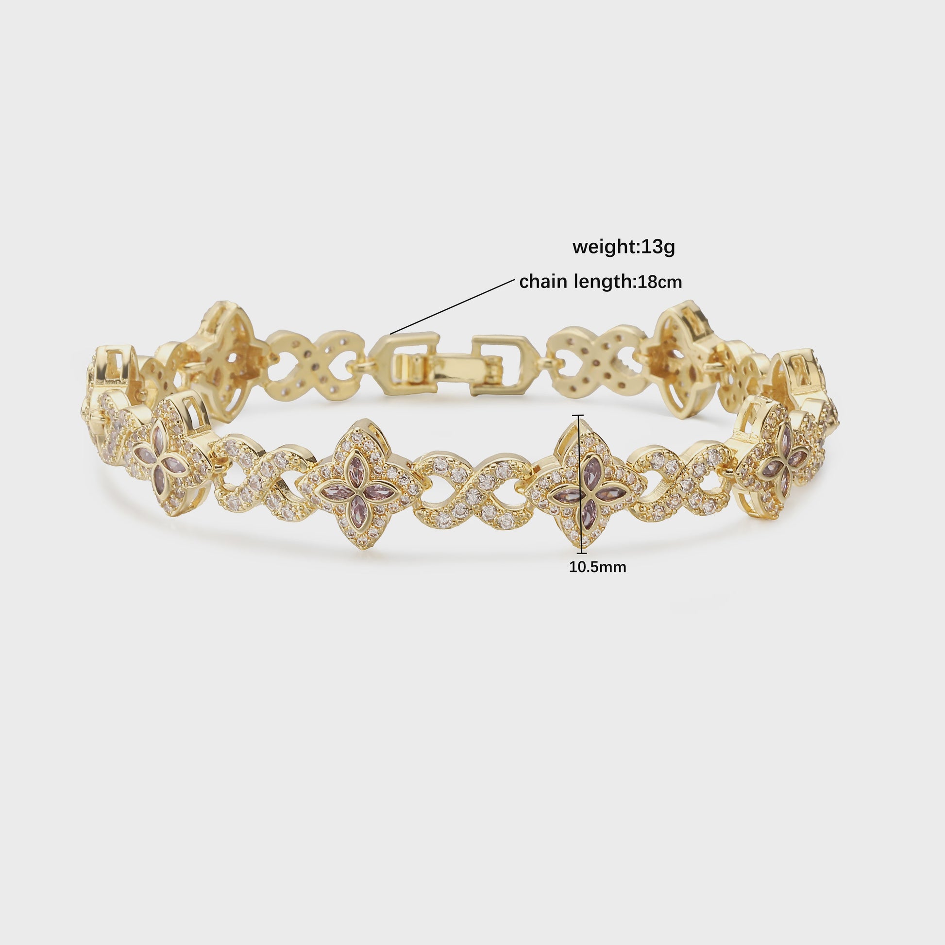Luxe Gouden Armband met Klaver Hanger en Sprankelende Zirkonia - Dames Sieraden