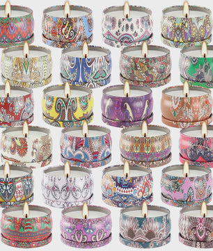 24-Pack Klassieke Chinese Geurkaarsen in Decoratieve Blikjes - Feest & Cadeau