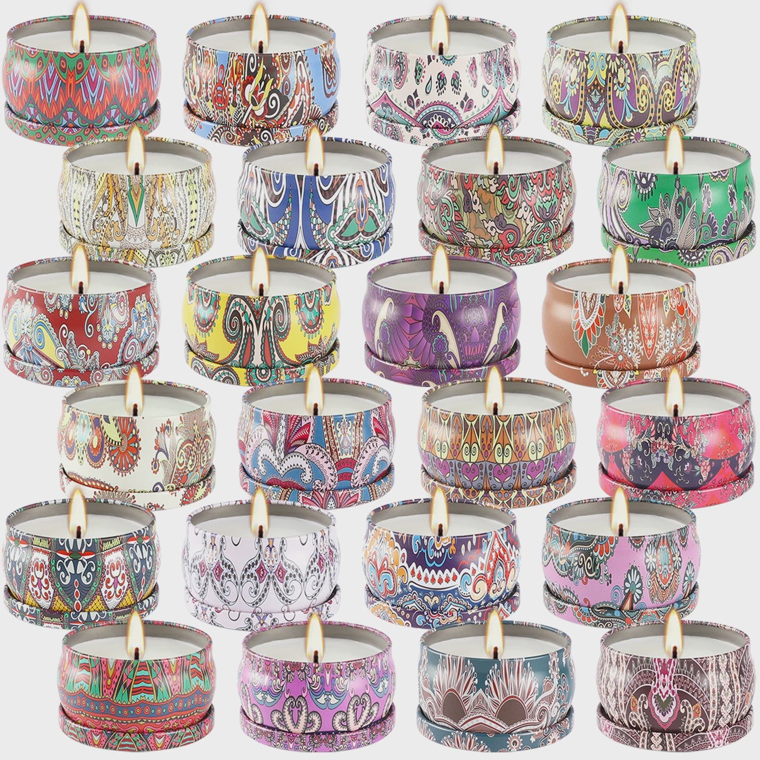 24-Pack Klassieke Chinese Geurkaarsen in Decoratieve Blikjes - Feest & Cadeau
