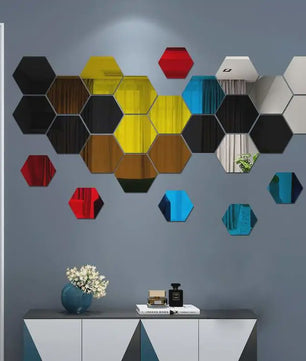 Zeskant Spiegel Muurstickers Set - 3D Decoratie voor Woonkamer, Slaapkamer & Badkamer (Rose Gold)