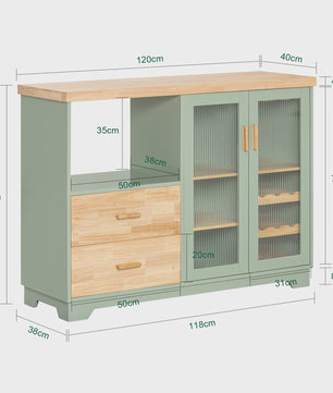 Buffetkast met Glazen Deuren en Lades - Stijlvolle Keuken-, Hal- of Sideboardkast