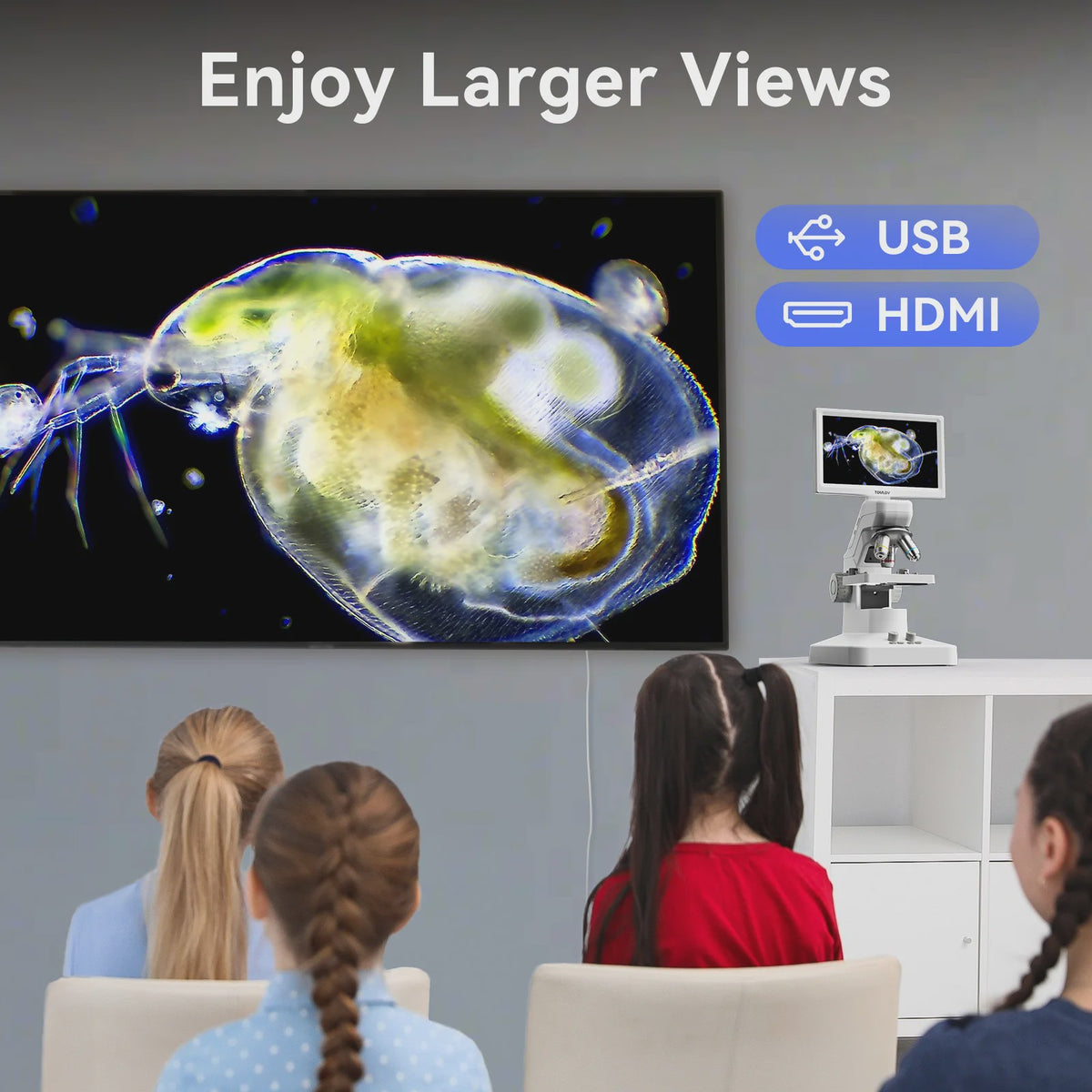 Tomlov DM301 Pro Digitale Microscoop: 1200x Vergroting, 7" HD Scherm & HDMI - Ideaal voor Educatie en Laboratorium