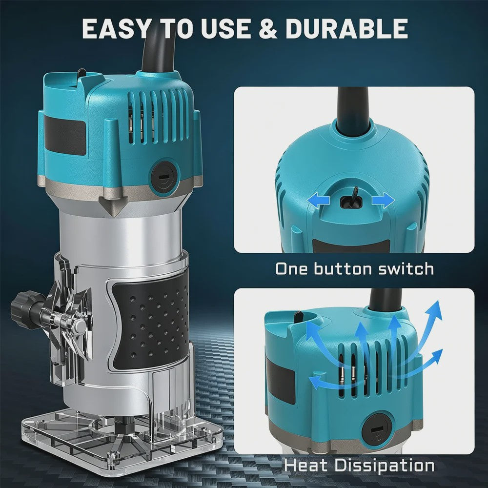 Krachtige Houtfreesmachine 800W - 30000 RPM - Incl. 15 Freesbits & Koffer
