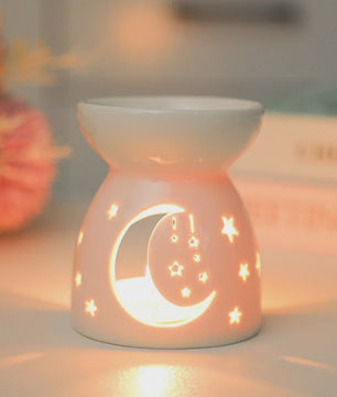 Witte Keramische Geurbrander voor Essentiële Oliën & Aromatherapie - Sfeervol Oosters Decoratie Ornament