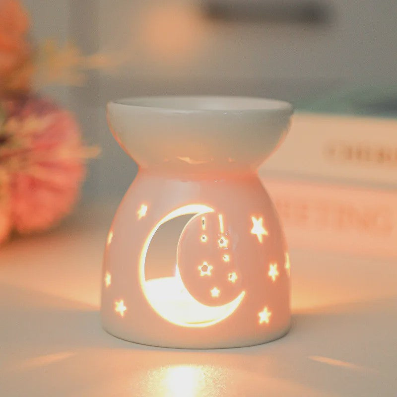 Witte Keramische Geurbrander voor Essentiële Oliën & Aromatherapie - Sfeervol Oosters Decoratie Ornament