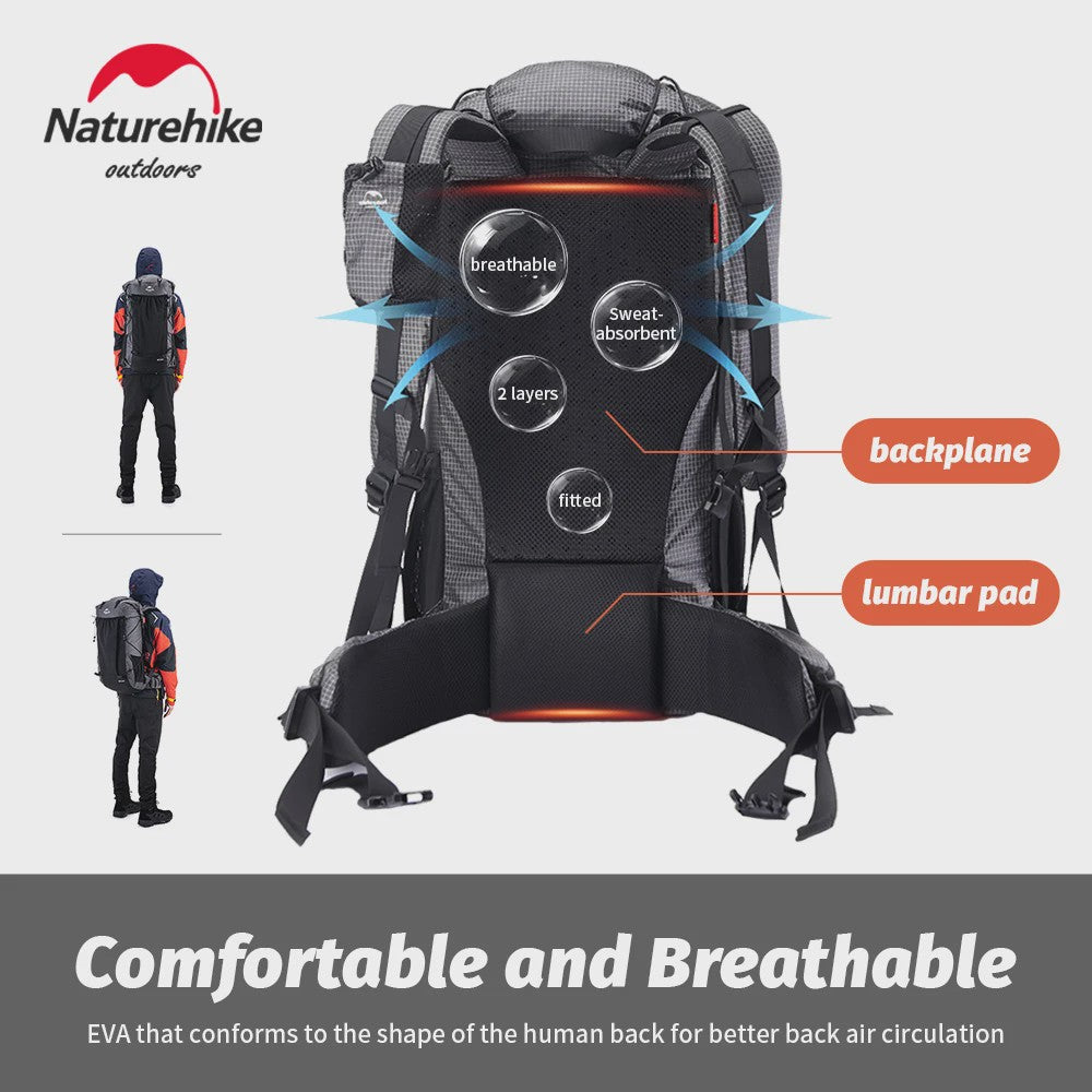 Naturehike Klimrugzak 60+5L - Ruime Outdoor Rugzak voor Reizen, Kamperen en Klimmen met Regenhoes