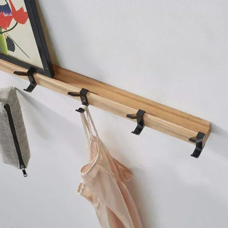 Nordic Wandkapstok met 5 Verstelbare Aluminium Haken - Hout & Metaal