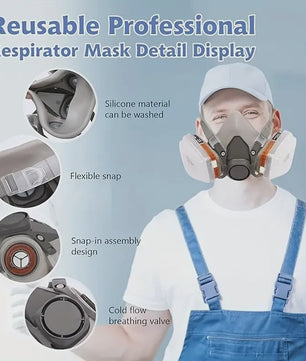 Professioneel Half-Face Stof- en Gasmasker met Verwisselbare Filters voor Schilderen en Spuiten