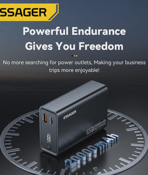 Essager Powerbank 20000mAh PD 65W Fast Charge - Draagbare Externe Batterij voor Telefoons & Laptops