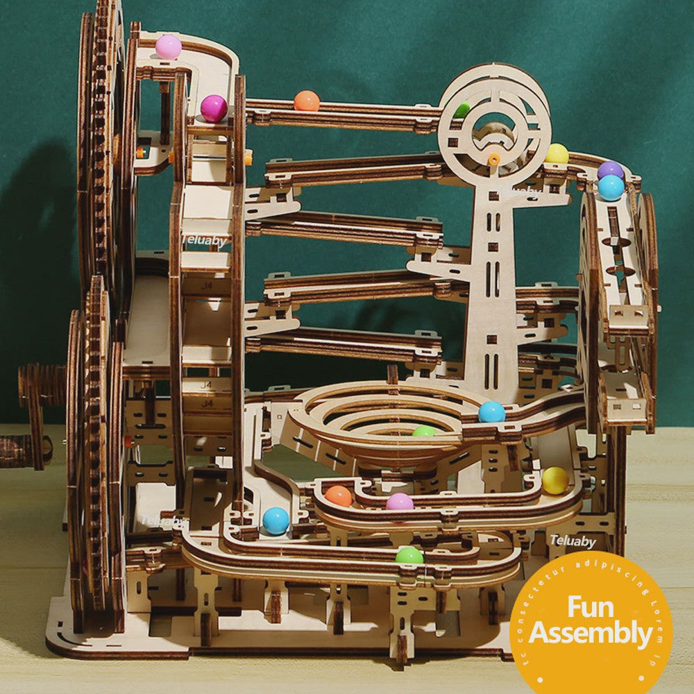 Houten 3D Knikkerbaan Puzzel - Mechanisch Bouwpakket voor Kinderen & Volwassenen