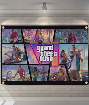 Grand Theft Auto VI Banner - 150x200cm of 60x90cm - Decoratie voor Feest, Camping & Outdoor