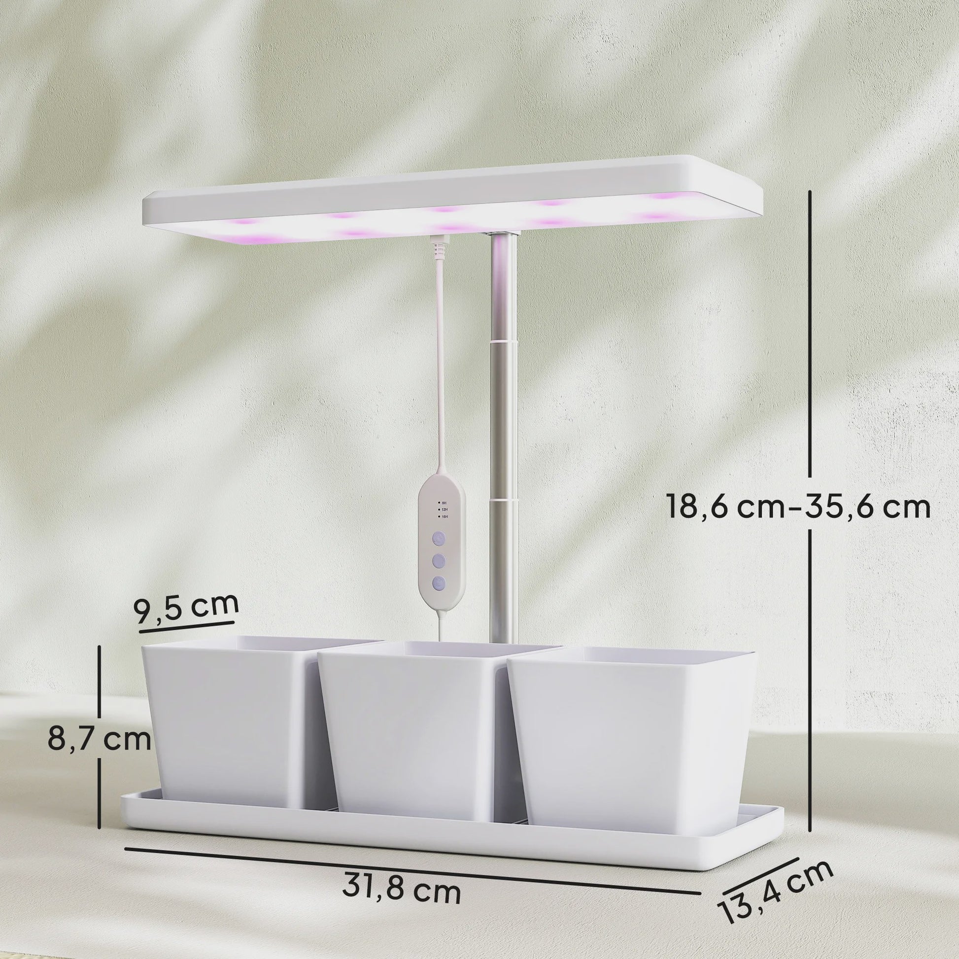 Outsunny Groeilamp voor Binnenplanten - 30 LED's, Volledig Spectrum, In Hoogte Verstelbaar met Timer