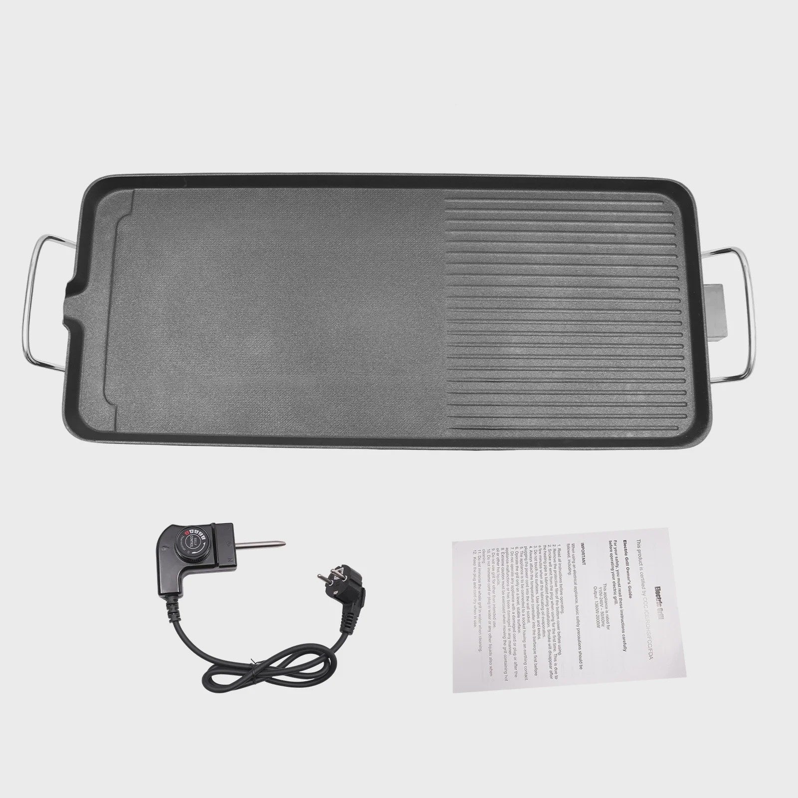 Elektrische Grillplaat 1500W - Indoor/Outdoor BBQ met Antiaanbaklaag & Temperatuurregeling