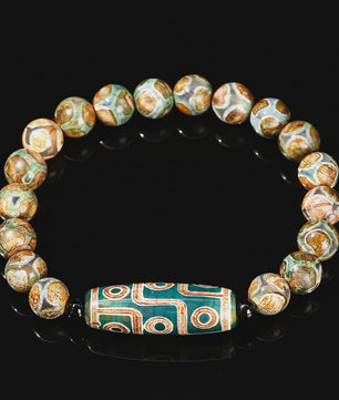 Tibetaanse Dzi Agate Armband met 9 Ogen - Retro Buddha Gebedssieraad