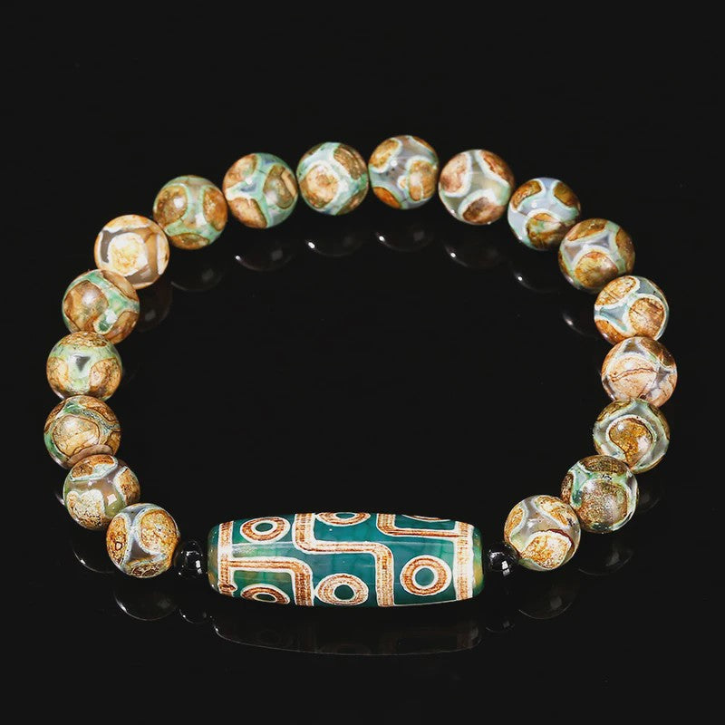 Tibetaanse Dzi Agate Armband met 9 Ogen - Retro Buddha Gebedssieraad