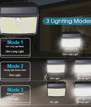 Solar Wandlamp met 158 LED's, Bewegingssensor & 3 standen - Waterdicht
