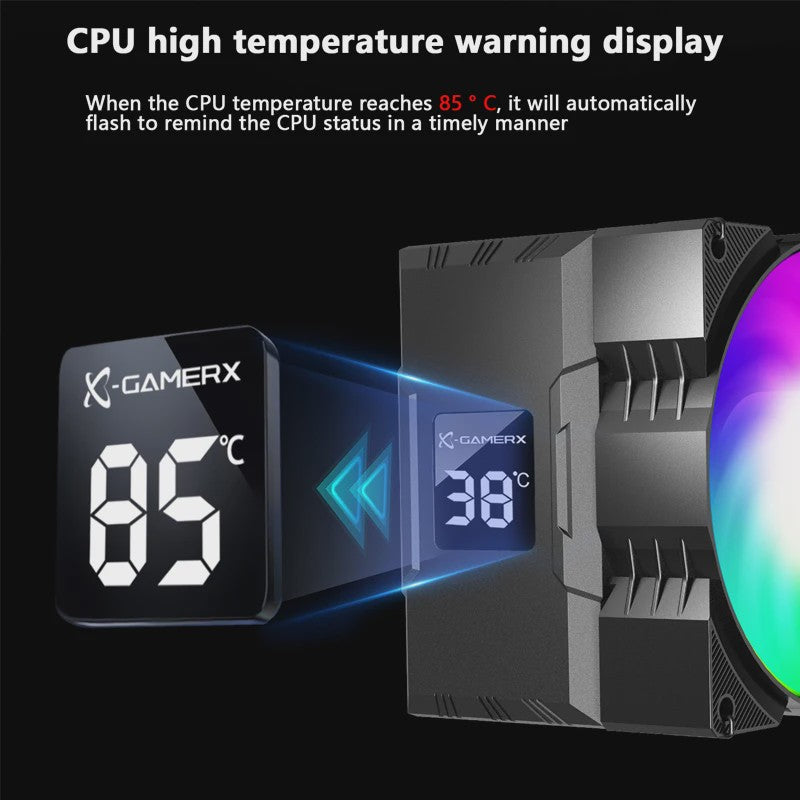 X-Gamerx Z-1300 CPU Air Cooler met Digitale Temperatuur Display en ARGB Ventilator