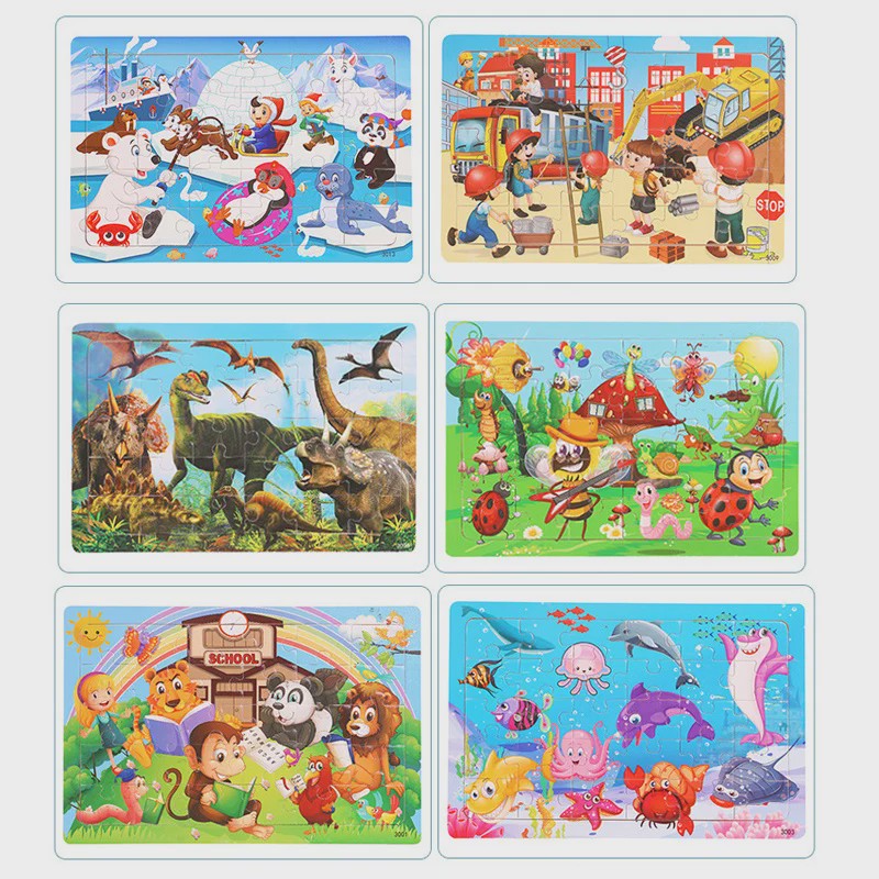 Houten 3D Montessori Puzzel - 30 Delen met Vrolijke Dieren - Educatief Speelgoed voor Kinderen