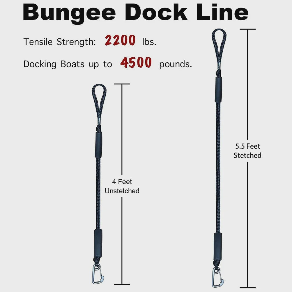 Bungee Docklijn voor Boten, Jetski's en Waterscooters - Schokabsorberend en Duurzaam