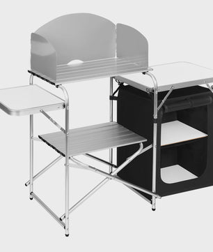 Opvouwbare Aluminium Campingkeuken met Opbergkast en Windscherm - Ideaal voor Buiten