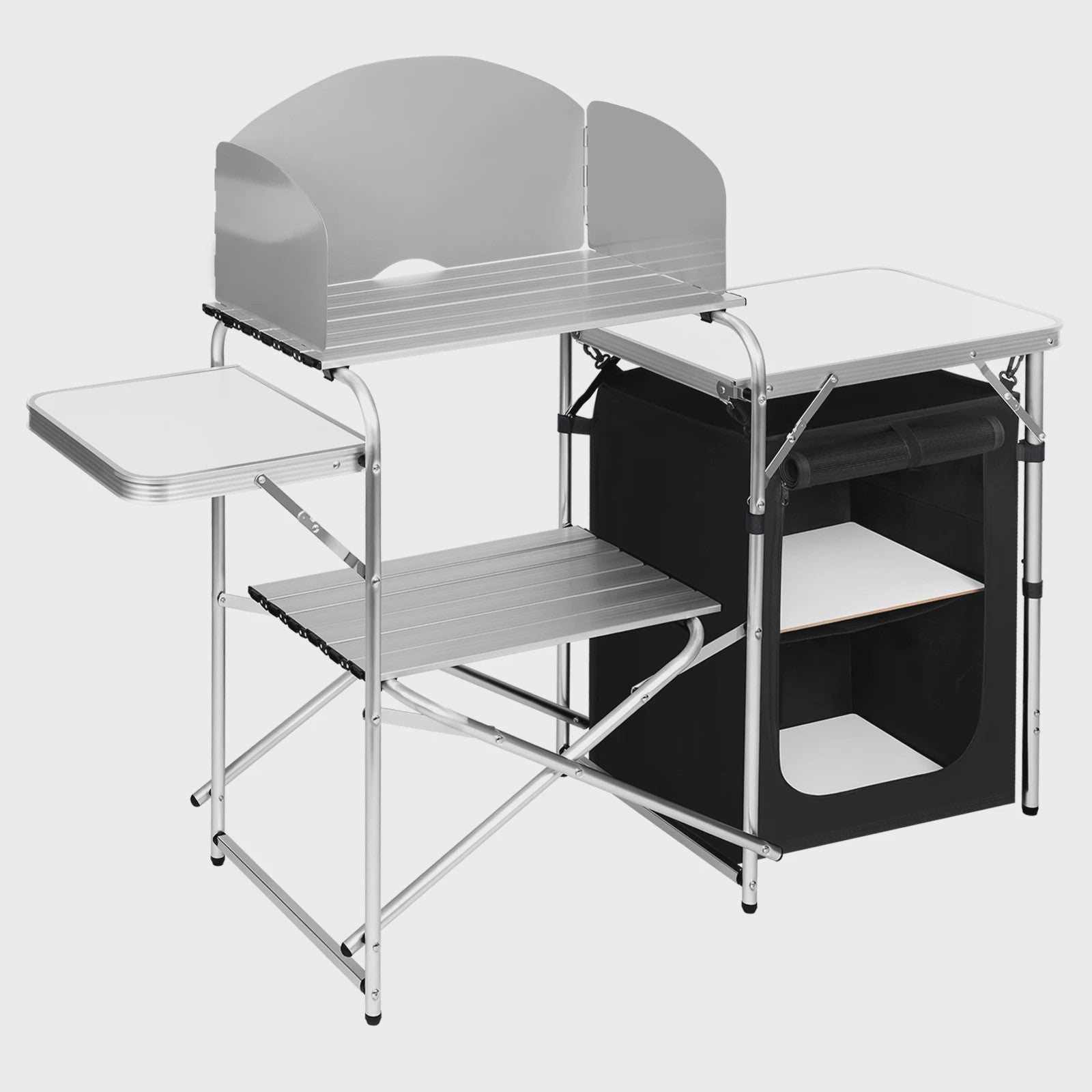 Opvouwbare Aluminium Campingkeuken met Opbergkast en Windscherm - Ideaal voor Buiten