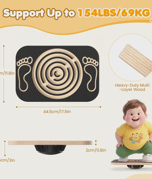 Houten Balansbord met Anti-Slip Oppervlak & Maze Spel - Balans, Core & Fitness