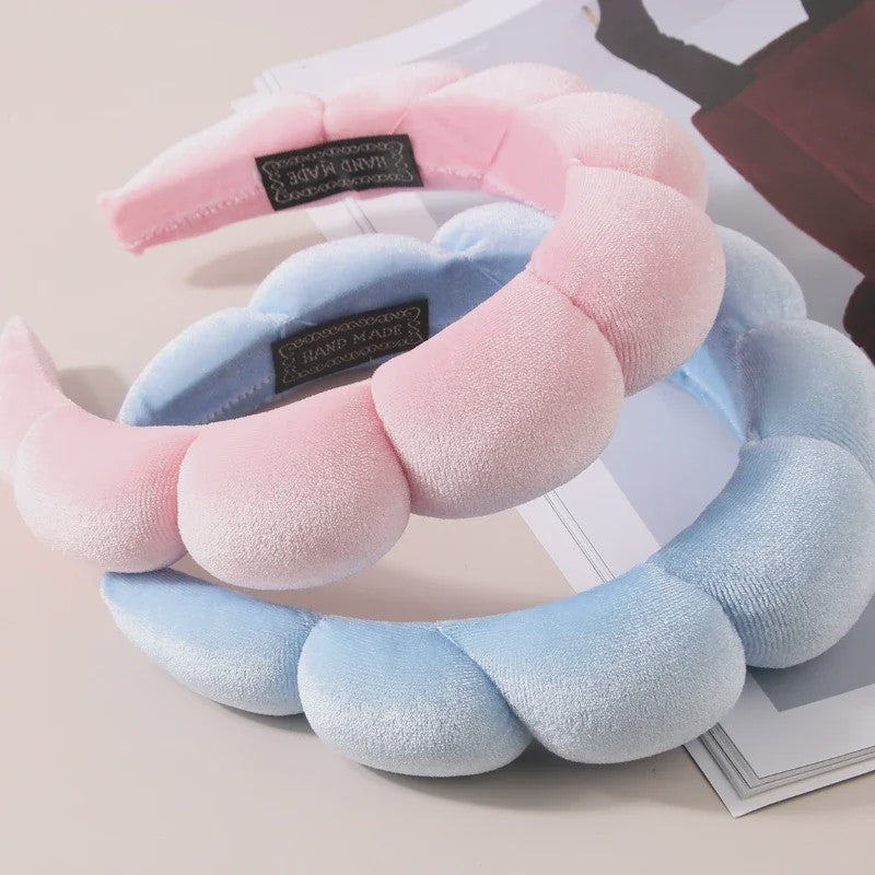Cosmetische Puffy Hoofdband en Polsbandjes Set - Microfiber voor Gezichtswas & Make-up