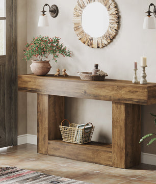 Tribesigns Console Tafel 160 cm - Farmhouse Entree Tafel met U-vormige Basis en Open Plank