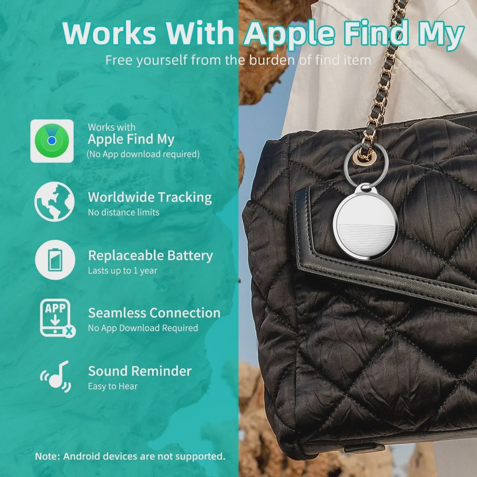 Mini Bluetooth Tracker met Apple Find My compatibiliteit - Vind je spullen terug