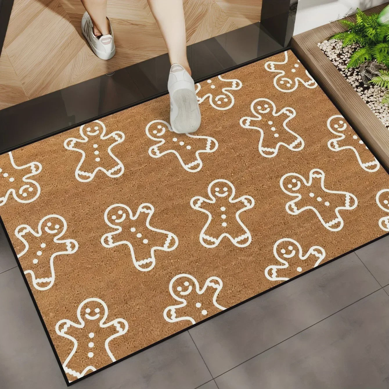 Kerst Deurmat met Rendier & Feestelijke Prints - Indoor/Outdoor Entree Tapijt