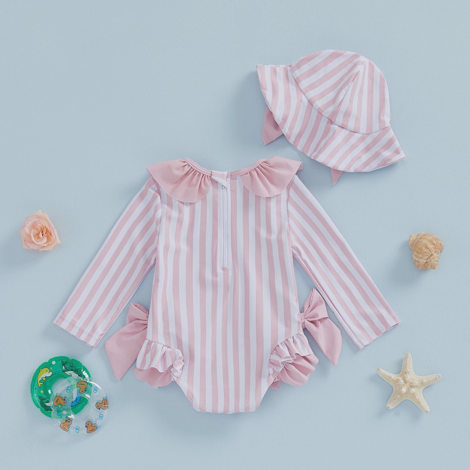 Babymeisjes Bikini met Strikken en Hoedje - Schattige Zomer Zwemkleding