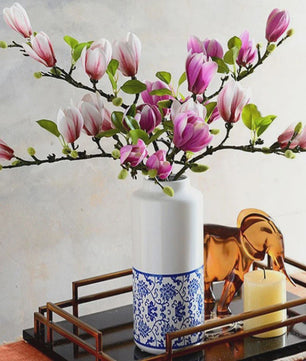 Zijden Magnolia Boeket - Kunstbloemen voor Bruiloft, Decoratie & DIY